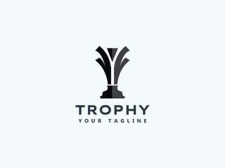 Trophy logo design vector template 