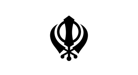 ​A Happy Guru Nanak Jayanti Banner With A Minimalist Black And White Khanda Icon And Symbol
