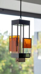 Modern hanging lamp with orange and clear acrylic
