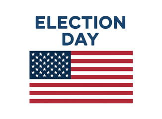 Bold ELECTION DAY Typography with Centered U.S. Flag Illustration, Celebrating American Democracy and Civic Participation