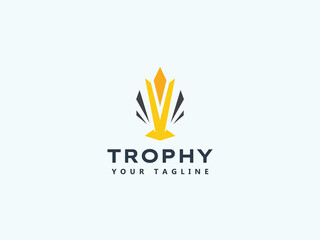 Trophy logo design vector template 