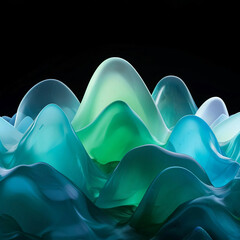 matte blue and green waves on a black background