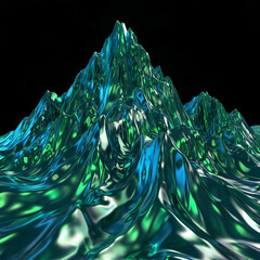emerald glass mountains on a black background