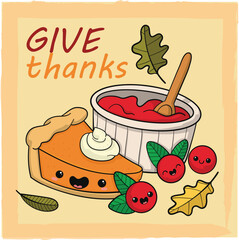 Thanksgiving festive frame or greeting card with holiday traditional symbols.