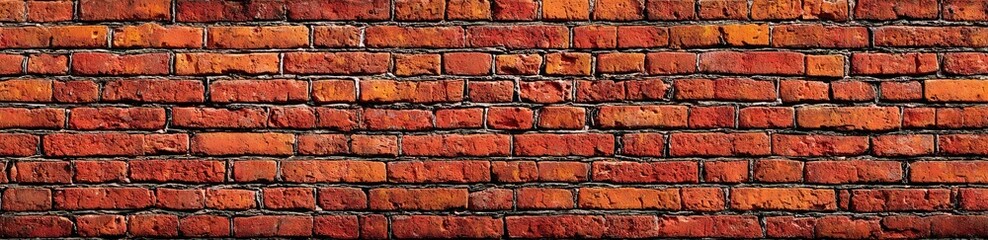 Obraz premium Full view of a rustic red brick wall