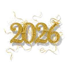 Sparkling 2026 Number Gold Confetti Celebration, Festive Banner Decorative Greeting