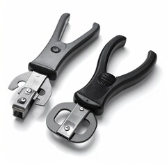 Obraz premium Two gray-handled kitchen tools with silver metallic grips