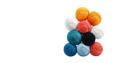 Colorful Balls of Thread on Transparent Background