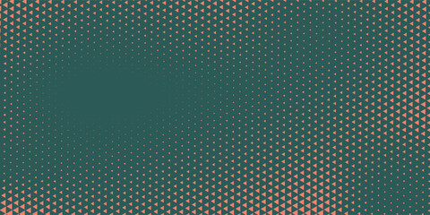 Triangles Halftone Pattern Twisted Border Vector Orange Green Abstract Background. Ultra Modern Minimalistic Art Half Tone Graphics Eye Catching Rush Wallpaper. Futuristic Technology Art Illustration