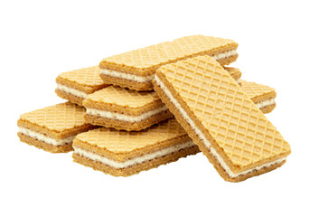 Isolated wafer cookies stacked with cream filling dessert snack yummy biscuit treat