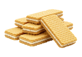 Isolated wafer cookies stacked with cream filling dessert snack yummy biscuit treat