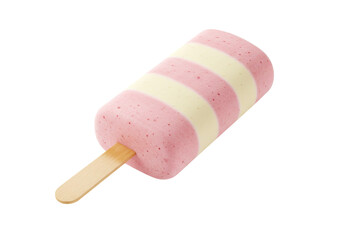 Isolated delicious ice cream, pink and white striped, frozen summer dessert refreshment