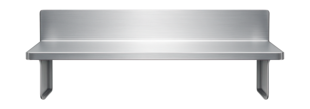 Lightweight aluminum tabletop shelf ideal for temporary displays at events.