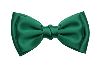 Isolated elegant green silk bow tie for formal occasion or fashion accessory concept