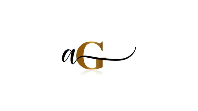 Elegant golden letter AG small black letter a, isolated on white background, representing quality and distinction