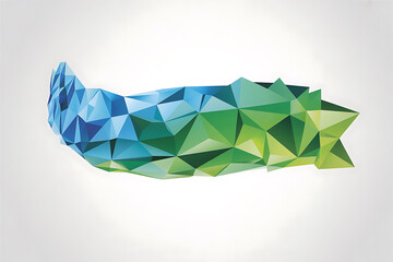 Abstract, geometric design resembling a stylized cactus, utilizing blue and green triangular shapes.