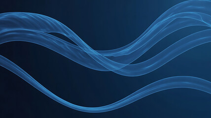 Flowing blue ribbons or smoke create graceful curves against a dark, atmospheric background.
