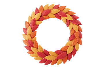 Autumnal wreath with warm hues of red, orange, and yellow, evoking seasonal beauty.