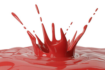 Vibrant red liquid bursts outwards, creating a dynamic and energetic splash pattern.