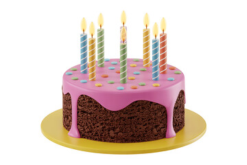 Colorful candles adorn a sweet cake, celebrating a joyful moment with vibrant hues.