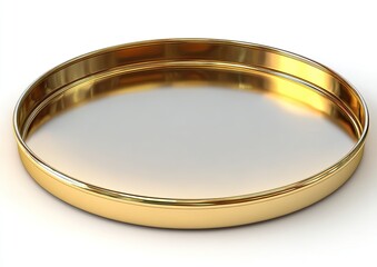 Gold circular tray, polished, on white background