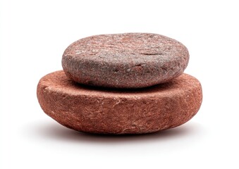 Two smooth, reddish-brown stones stacked