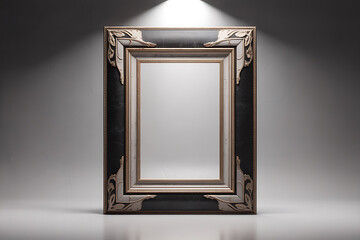 Ornate, antique picture frame with intricate detailing, reflecting light and creating a sense of elegance.