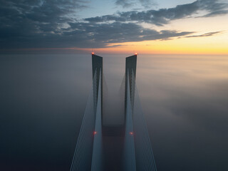 The Rędzin Bridge in Wrocław at Foggy Sunrise