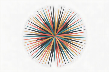 Radiant burst of colorful, sharp lines emanating from a central point, dynamic and energetic.