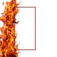 A blank, framed rectangle bordered by a fiery column