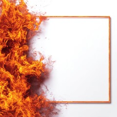 Fiery frame on a white background