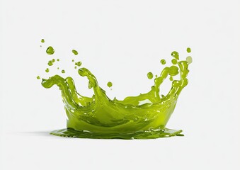 Green liquid splash, isolated on white