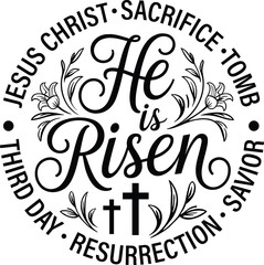 He is Risen sVG, Easter Cross Svg, Easter Svg, Christian Svg, Jesus Svg, Bible Verse Svg, Religious Svg, He is Risen Easter Svg