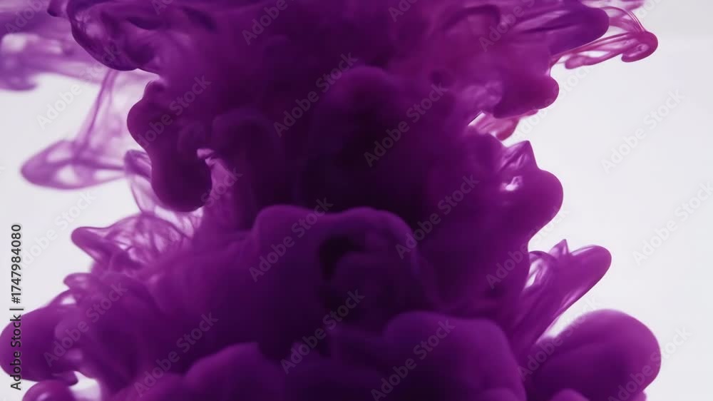 Wall mural mesmerizing blend of purple and magenta ink creating intricate, evolving tendrils in crystal clear w