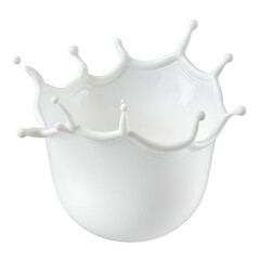 Isolated photo of a splash of opaque, white liquid, forming a crown shape