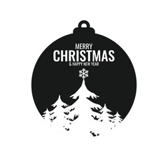 Christmas card with merry xmas ball decoration design. Vector