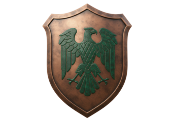 Isolated shield with eagle heraldry, military symbol, security emblem, badge of honor