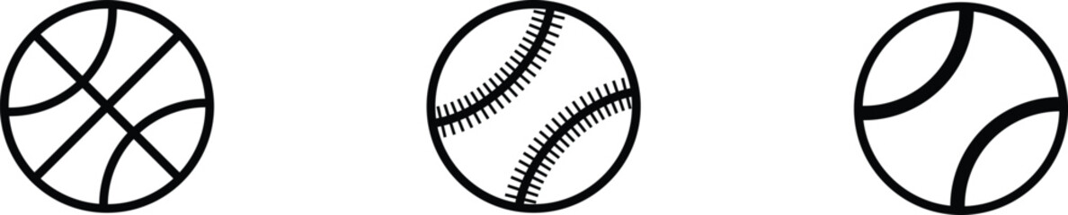 Sport ball icon set. Line sport ball set.