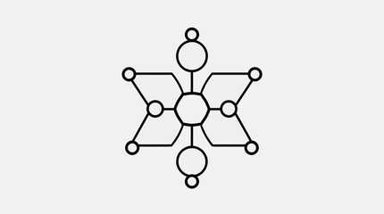 Simple geometric illustration featuring interconnected shapes, forming a symmetrical design.