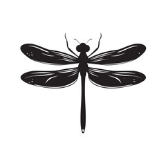 Dragonfly silhouette, Silhouette dragonfly isolated flat design black and white vector illustration, Black vector illustration on white Background