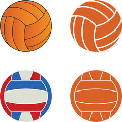 Water Polo Ball Vector Art Icons, Volleyballs for Sports Vector Illustration