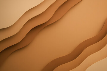 Paper cut layered abstract waves in warm beige tones