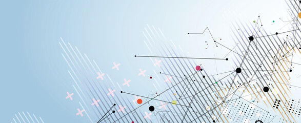 Scientific circle design with technical vector elements technology data background