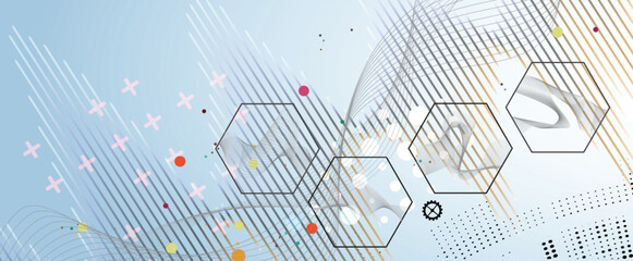 Scientific circle design with technical vector elements technology data background