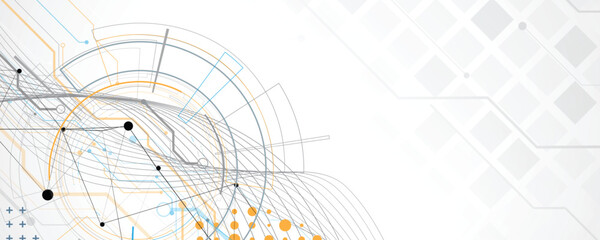 Scientific circle design with technical vector elements technology data background