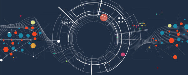 Fototapeta premium Scientific circle design with technical vector elements technology data background