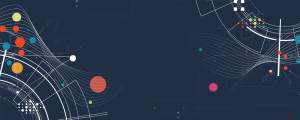 Scientific circle design with technical vector elements technology data background