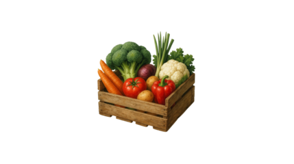 Fresh vegetables in wooden crate on white background - Design without a title - 1  