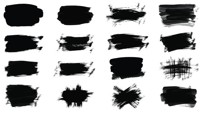 Vector art of collection of black brush strokes, perfect for adding a touch of artistic flair to your designs with these versatile and expressive elements