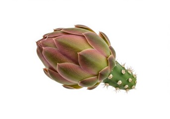 Fototapeta premium Prickly Pear Cactus Flower Bud Isolated White Background